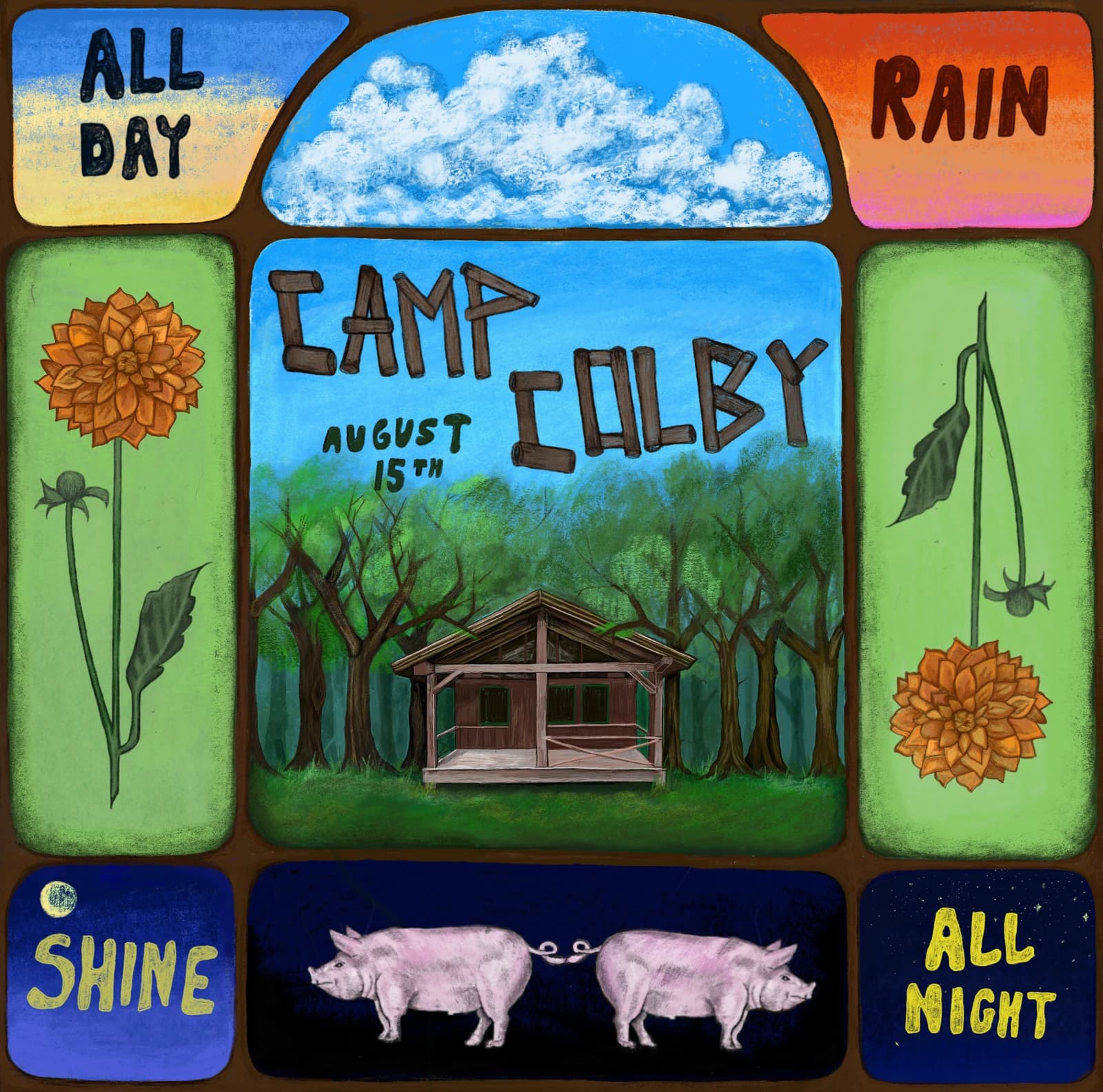 Camp Colby 2026 poster — all day, all night, rain or shine
